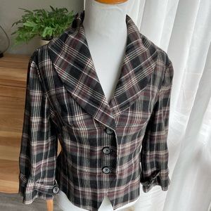 London Jean Black Plaid Cropped Jacket- Size Small